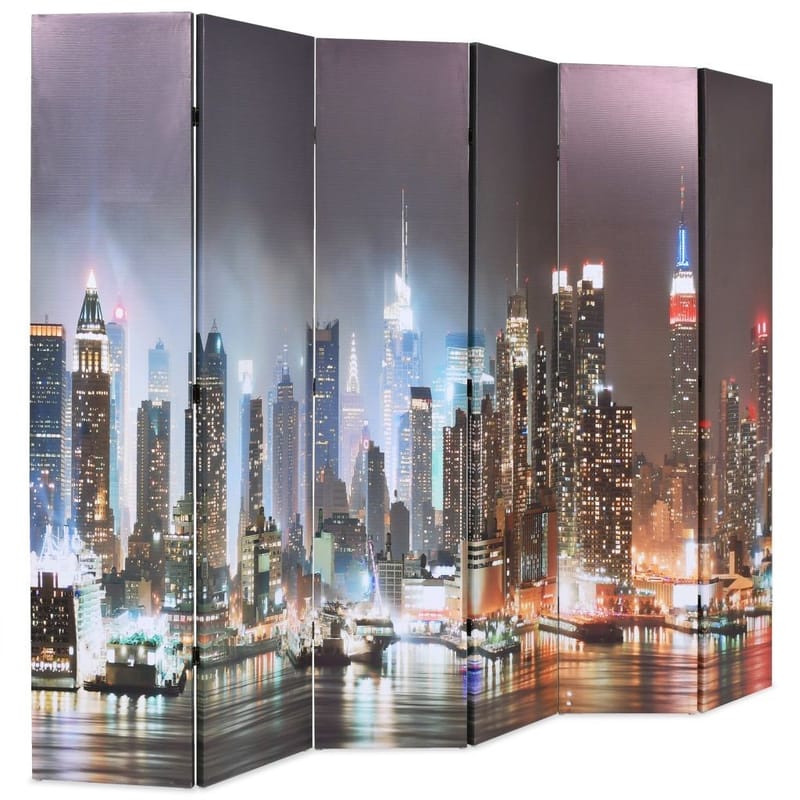 Foldbar Rumdeler 228 X 170 Cm New York By Night - Flerfarvet - Boligtilbehør - Rumdelere - Foldeskærm