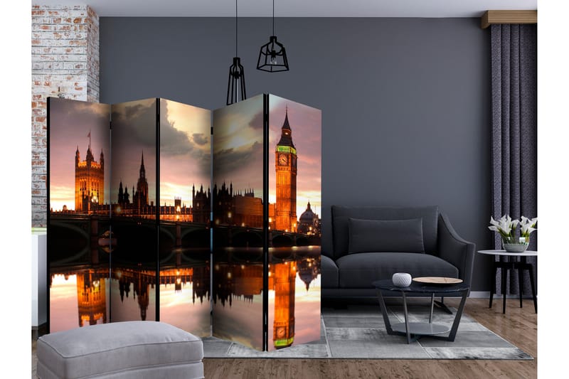 Rumdeler - Big Ben in the evening, London II 225x172 - Artgeist sp. z o. o. - Boligtilbehør - Rumdelere - Foldeskærm