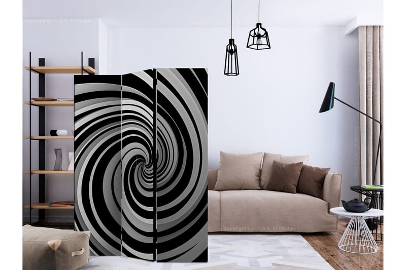 Rumdeler - Black and white swirl 135x172 - Artgeist sp. z o. o. - Boligtilbehør - Rumdelere - Foldeskærm