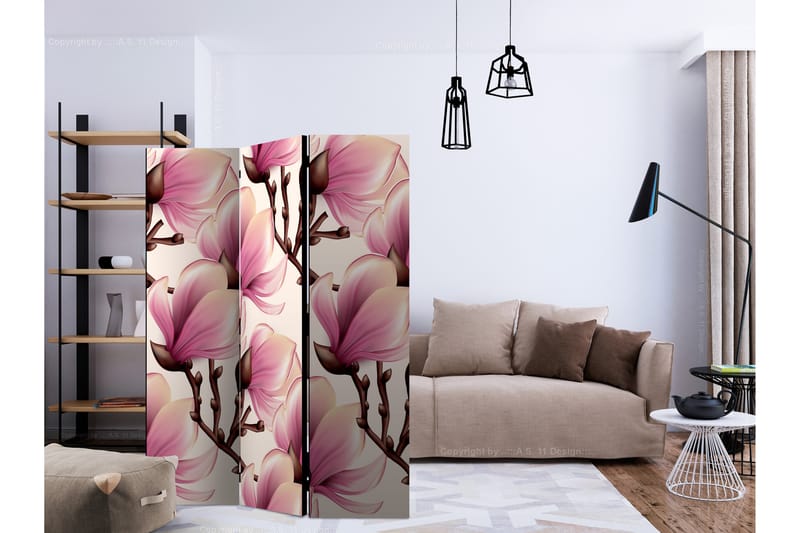 Rumdeler Blooming Magnolias 135x172 cm - Artgeist sp. z o. o. - Boligtilbehør - Rumdelere - Foldeskærm