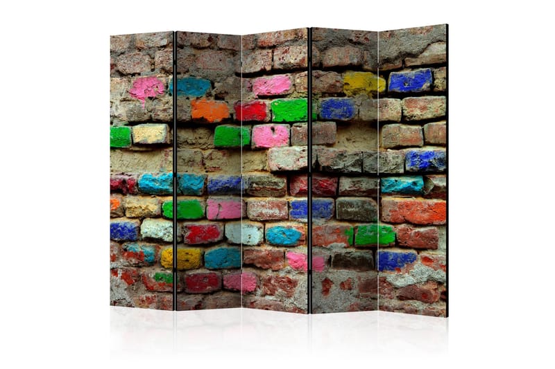 Rumdeler - Colourful Bricks II 225x172 - Artgeist sp. z o. o. - Boligtilbehør - Rumdelere - Foldeskærm