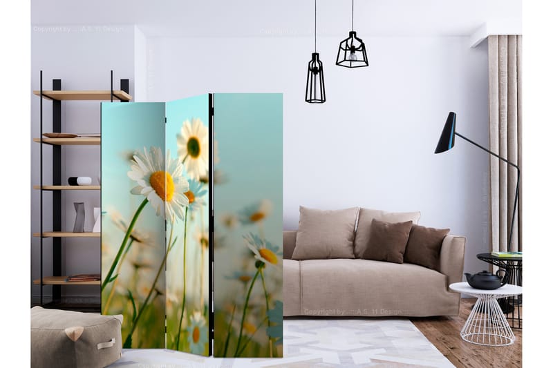 Rumdeler - Daisies - spring meadow 135x172 - Artgeist sp. z o. o. - Boligtilbehør - Rumdelere - Foldeskærm