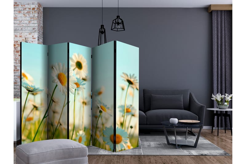 Rumdeler - Daisies - spring meadow II 225x172 - Artgeist sp. z o. o. - Boligtilbehør - Rumdelere - Foldeskærm