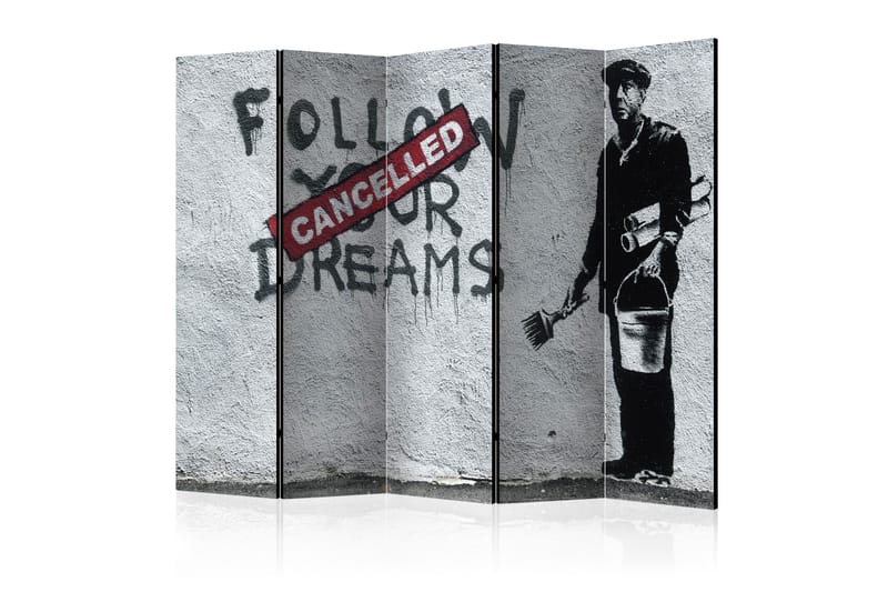 Rumdeler - Dreams Cancelled (Banksy) II 225x172 - Artgeist sp. z o. o. - Boligtilbehør - Rumdelere - Foldeskærm