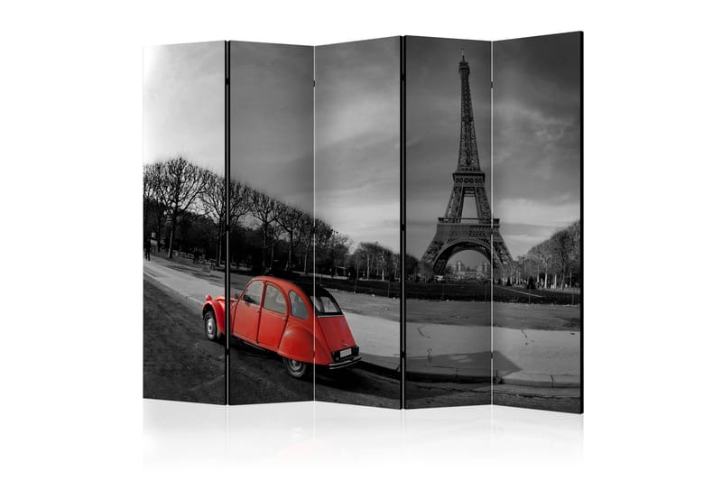 Rumdeler - Eiffel Tower and red car II 225x172 - Artgeist sp. z o. o. - Boligtilbehør - Rumdelere - Foldeskærm