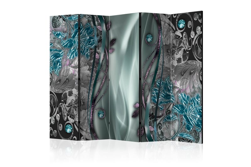 Rumdeler - Floral Curtain (Turquoise) II 225x172 - Artgeist sp. z o. o. - Boligtilbehør - Rumdelere - Foldeskærm