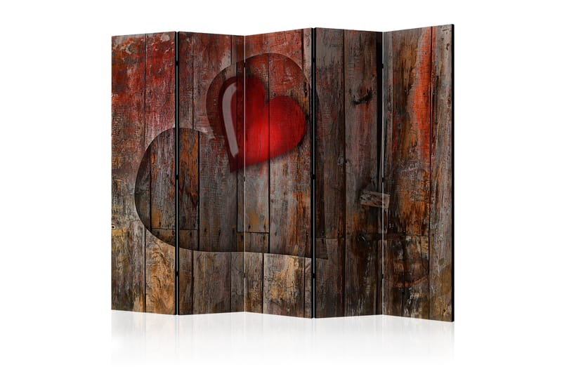 Rumdeler - Heart on wooden background II 225x172 - Artgeist sp. z o. o. - Boligtilbehør - Rumdelere - Foldeskærm