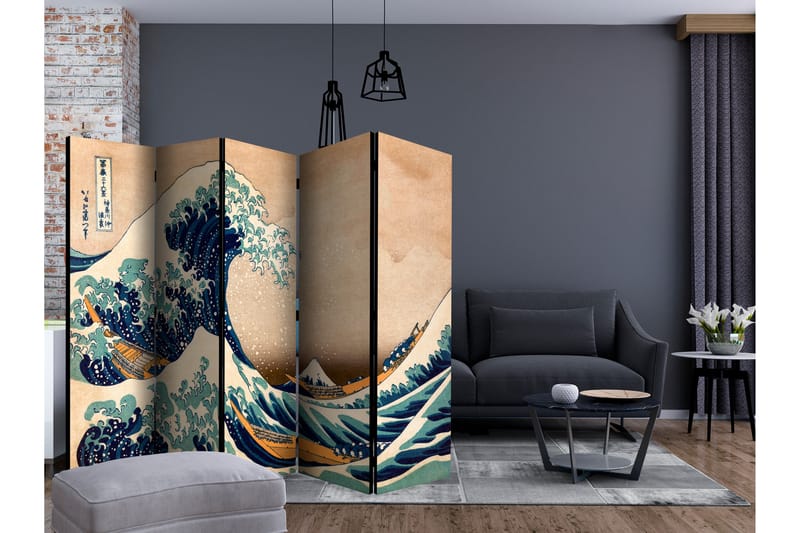 Rumdeler - Hokusai: The Great Wave off Kanagawa 225x172 - Artgeist sp. z o. o. - Boligtilbehør - Rumdelere - Foldeskærm