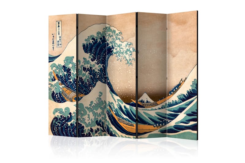 Rumdeler - Hokusai: The Great Wave off Kanagawa 225x172 - Artgeist sp. z o. o. - Boligtilbehør - Rumdelere - Foldeskærm