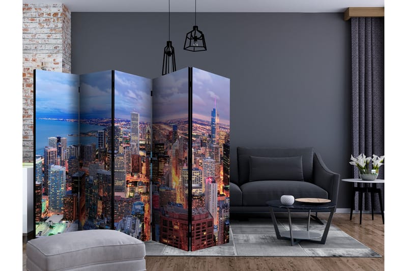 Rumdeler Illuminated Chicago II 225x172 cm - Artgeist sp. z o. o. - Boligtilbehør - Rumdelere - Foldeskærm