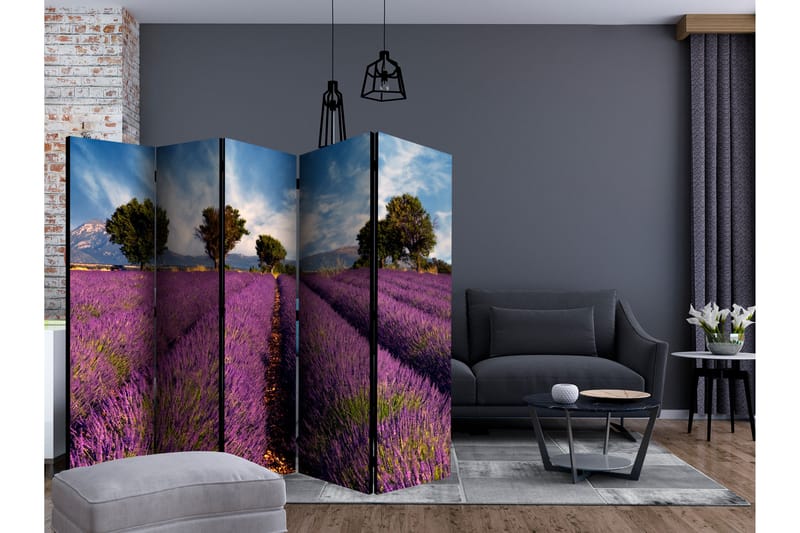 Rumdeler Lavender Field in Provence, France II 225x172 cm - Artgeist sp. z o. o. - Boligtilbehør - Rumdelere - Foldeskærm