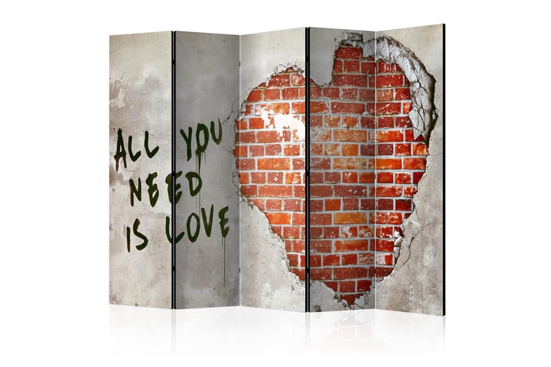 Rumdeler - Love is all you need II 225x172 - Artgeist sp. z o. o. - Boligtilbehør - Rumdelere - Foldeskærm