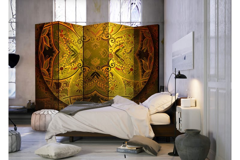 Rumdeler Mandala: Golden Power II 225x172 cm - Artgeist sp. z o. o. - Boligtilbehør - Rumdelere - Foldeskærm