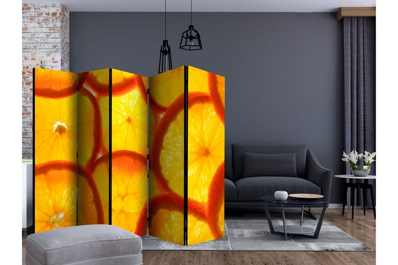 Rumdeler Orange Slices II 225x172 cm - Artgeist sp. z o. o. - Boligtilbehør - Rumdelere - Foldeskærm