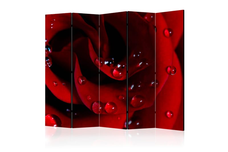 Rumdeler - Red rose with water drops II 225x172 - Artgeist sp. z o. o. - Boligtilbehør - Rumdelere - Foldeskærm