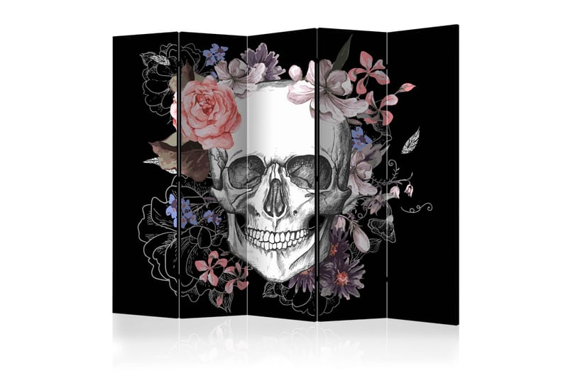 Rumdeler - Skull and Flowers II 225x172 - Artgeist sp. z o. o. - Foldeskærm - Rumdelere