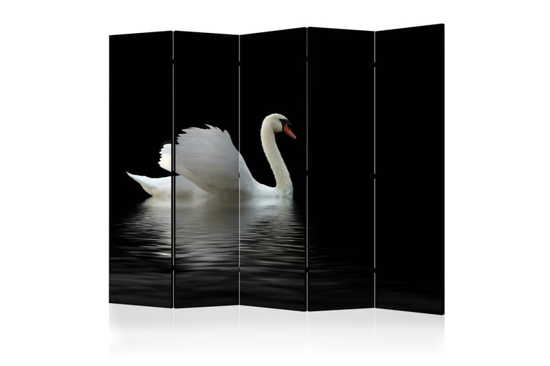 Rumdeler - swan (black and white) II 225x172 - Artgeist sp. z o. o. - Boligtilbehør - Rumdelere - Foldeskærm