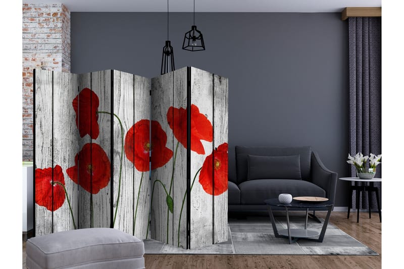 Rumdeler - Tale of Red Poppies II 225x172 - Artgeist sp. z o. o. - Boligtilbehør - Rumdelere - Foldeskærm