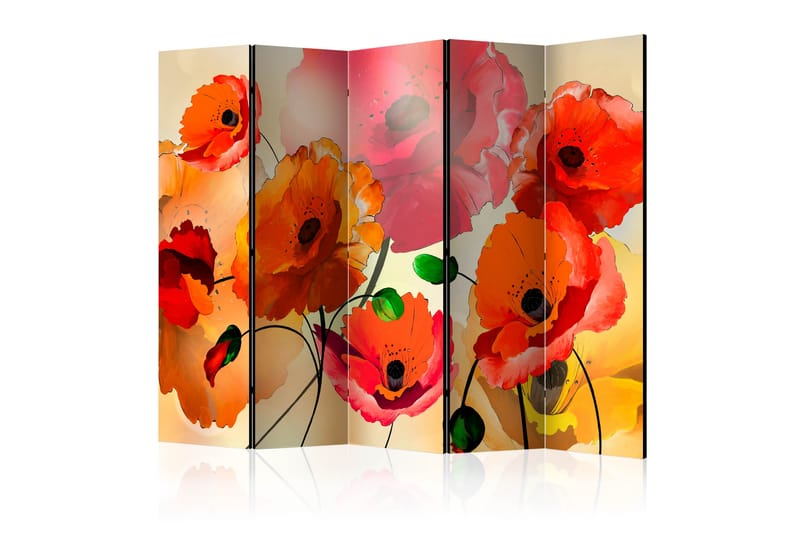 Rumdeler Velvet Poppies II 225x172 cm - Artgeist sp. z o. o. - Boligtilbehør - Rumdelere - Foldeskærm