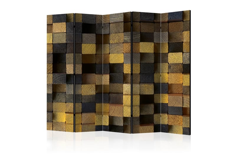 Rumdeler - Wooden cubes II 225x172 - Artgeist sp. z o. o. - Boligtilbehør - Rumdelere - Foldeskærm