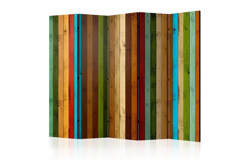 Rumdeler Wooden Rainbow II 225x172 cm - Artgeist sp. z o. o. - Boligtilbehør - Rumdelere - Foldeskærm