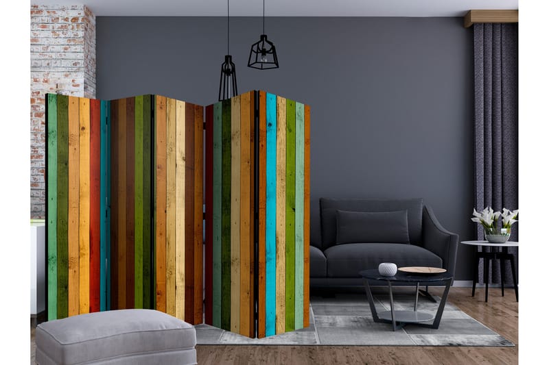 Rumdeler Wooden Rainbow II 225x172 cm - Artgeist sp. z o. o. - Boligtilbehør - Rumdelere - Foldeskærm