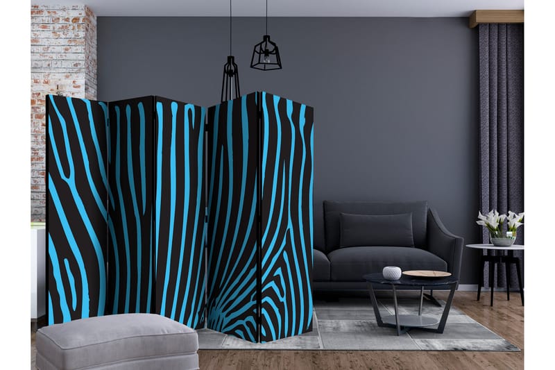 Rumdeler Zebra Pattern Turquoise II 225x172 cm - Artgeist sp. z o. o. - Boligtilbehør - Rumdelere - Foldeskærm