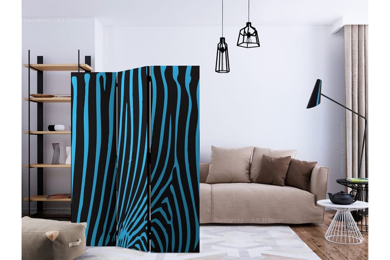 Rumdeler Zebra Pattern Turquoise 135x172 cm - Artgeist sp. z o. o. - Boligtilbehør - Rumdelere - Foldeskærm