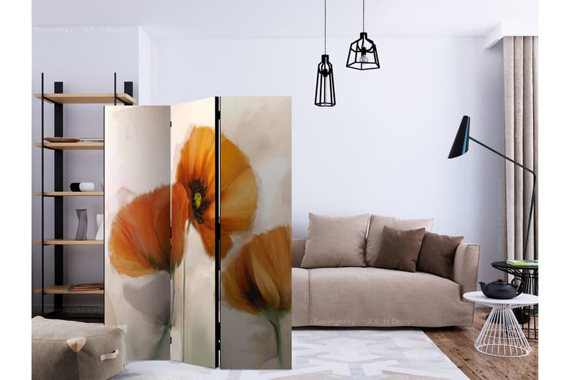 Rumdeler Poppies - Vintage 135x172 cm - Artgeist sp. z o. o. - Boligtilbehør - Rumdelere - Foldeskærm