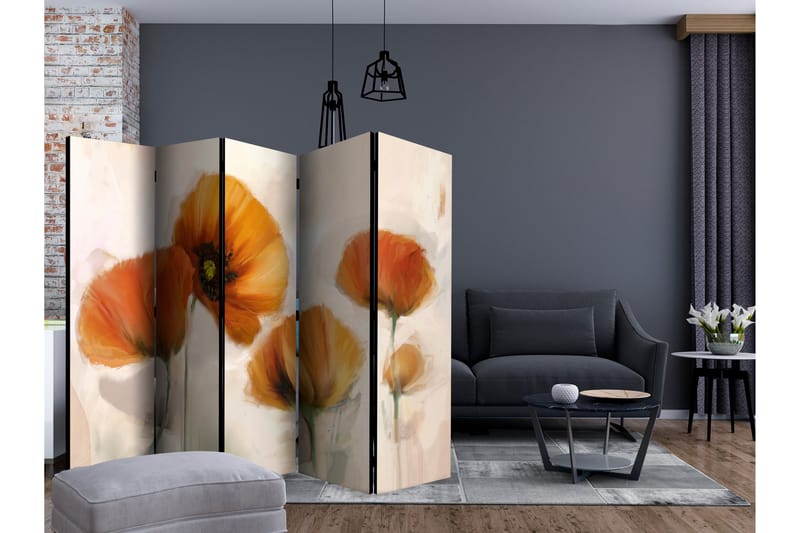 Rumdeler Poppies - Vintage II 225x172 cm - Artgeist sp. z o. o. - Boligtilbehør - Rumdelere - Foldeskærm