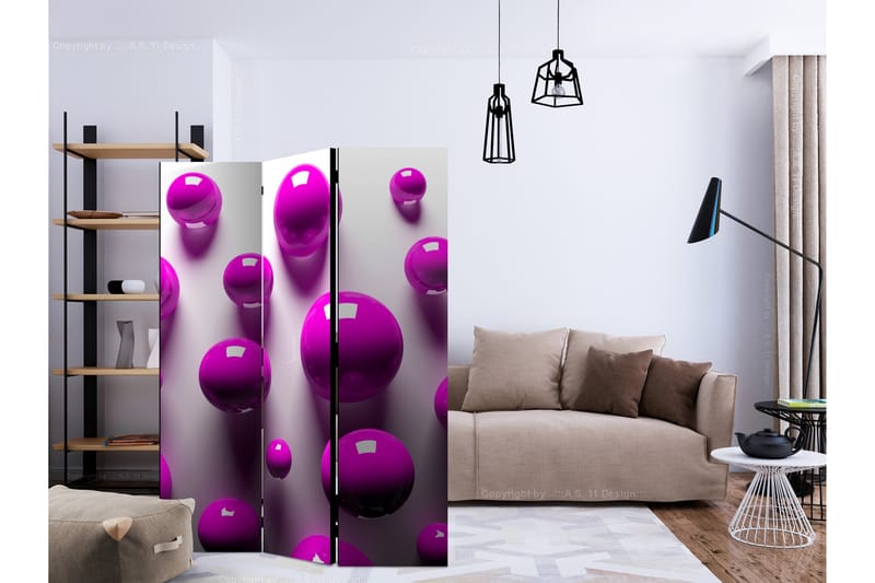 Rumdeler - Purple Balls 135x172 - Artgeist sp. z o. o. - Boligtilbehør - Rumdelere - Foldeskærm