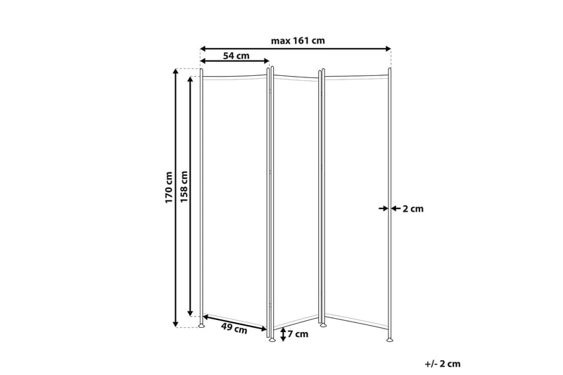 Skærmvæg 3 paneler 160 x 170 cm Sort NARNI - Sort - Boligtilbehør - Rumdelere - Skærmvæg