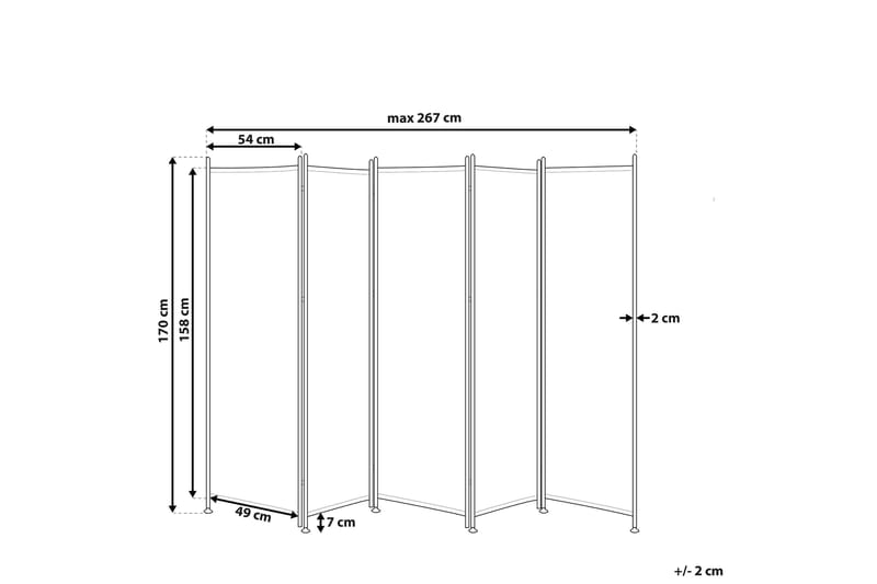 Skærmvæg 5 paneler 270 x 170 cm Hvid - Hvid - Boligtilbehør - Rumdelere - Skærmvæg