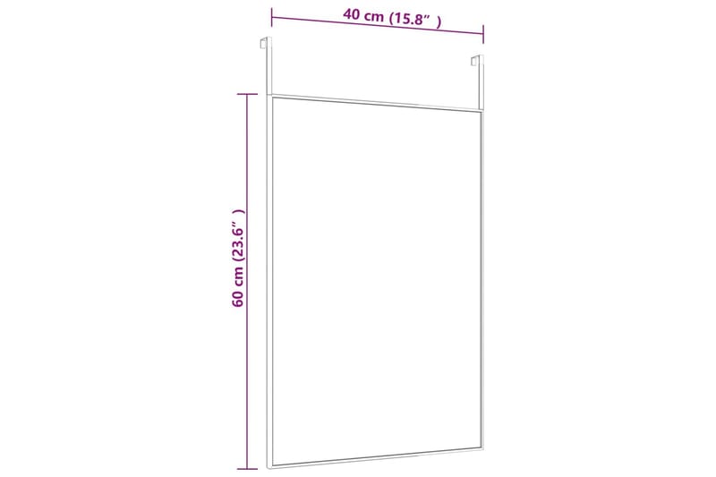 beBasic dørspejl 40x60 cm glas og aluminium sort - Sort - Boligtilbehør - Spejle - Vægspejl