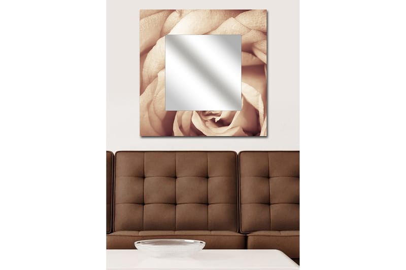 Armavir Dekorationsspejl 50x50 cm Blomster - Plexiglas / flerfarvet - Spejl med belysning - Vægspejl - Helkropsspejl - Spejl med hylde - Entréspejl