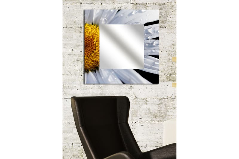 Armavir Dekorationsspejl 50x50 cm Blomster - Plexiglas / flerfarvet - Spejl med belysning - Vægspejl - Helkropsspejl - Spejl med hylde - Entréspejl