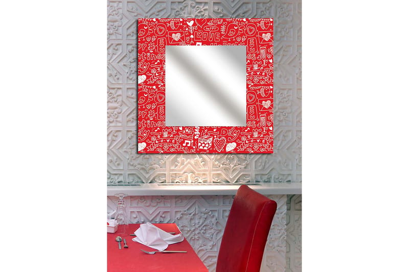 Armavir Dekorativt spejl 50x50 cm Christmas Love - Plexiglas / flerfarvet - Spejl med belysning - Vægspejl - Helkropsspejl - Spejl med hylde - Entréspejl