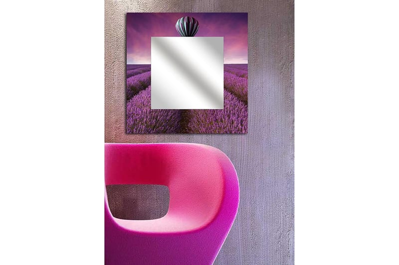 Armavir Dekorativt spejl 50x50 cm Natur - Plexiglas / flerfarvet - Spejl med belysning - Vægspejl - Helkropsspejl - Spejl med hylde - Entréspejl