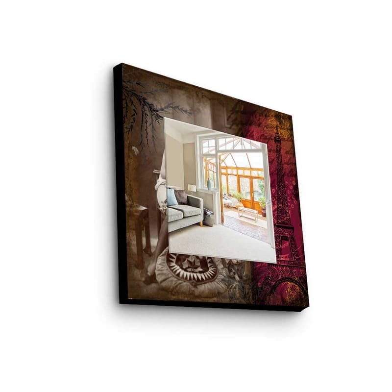 Dekorspejl 50x50 cm - Flerfarvet - Vægspejl - Entréspejl