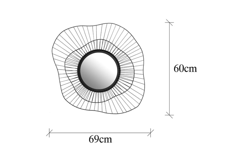 Euro Flora Spejl - Sort - Boligtilbehør - Spejle - Vægspejl