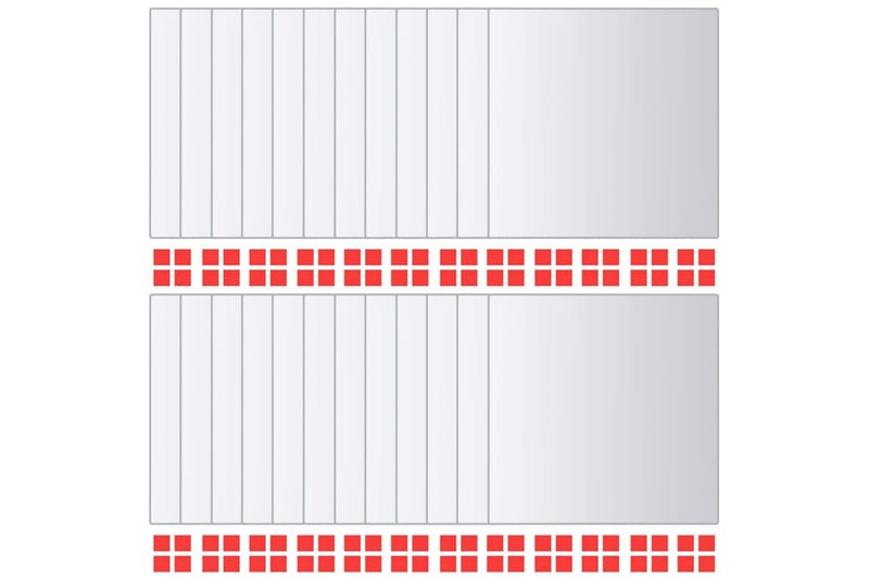 Firkantet Spejlflise 24 Stk. Glas - Sølv - Boligtilbehør - Spejle - Vægspejl