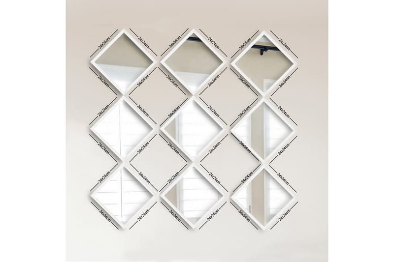 Sarata Spejl - Hvid/Sølv - Spejl med belysning - Vægspejl - Helkropsspejl - Spejl med hylde - Entréspejl