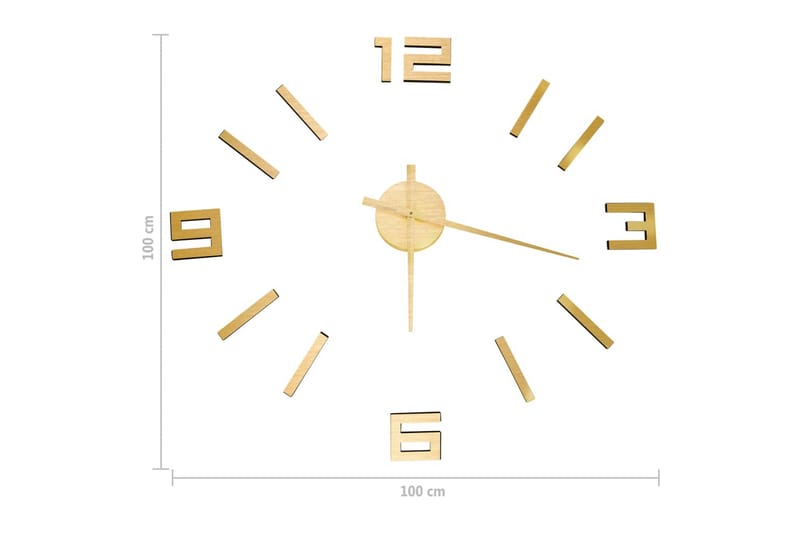 3D-Vægur 100 cm Moderne Design xxl Guldfarvet - Guld - Boligtilbehør - Vægdekoration - Vægure & Ure