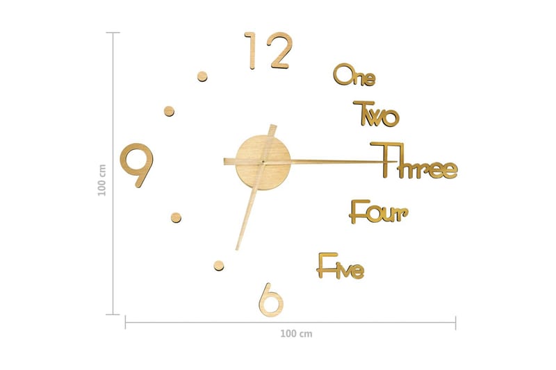 3D-Vægur 100 cm Moderne Design xxl Guldfarvet - Guld - Vægure & Ure