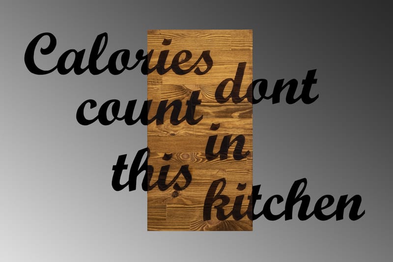 Calories Dont Count in This Kitchen Vægdekor - Sort/Valnød - Boligtilbehør - Vægdekoration - Skilt - Emaljeskilte