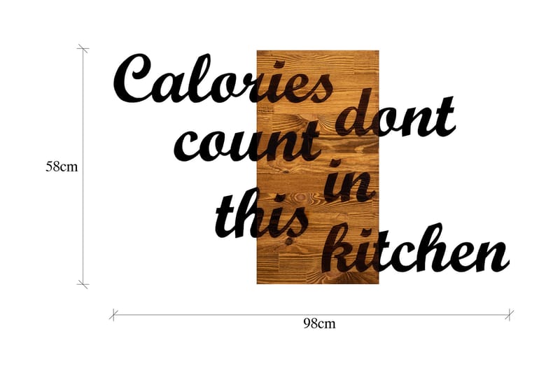 Calories Dont Count in This Kitchen Vægdekor - Sort/Valnød - Boligtilbehør - Vægdekoration - Skilt - Emaljeskilte