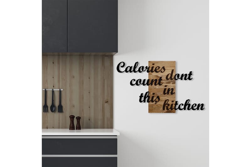 Calories Dont Count in This Kitchen Vægdekor - Sort/Valnød - Boligtilbehør - Vægdekoration - Skilt - Emaljeskilte