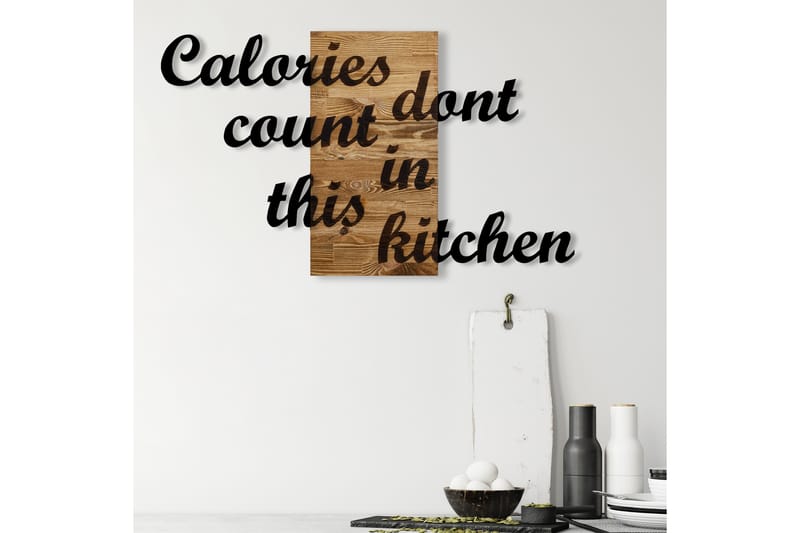 Calories Dont Count in This Kitchen Vægdekor - Sort/Valnød - Boligtilbehør - Vægdekoration - Skilt - Emaljeskilte