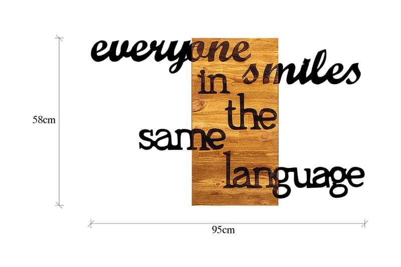 Everyone Smiles in The Same Language Vægdekor - Sort/Valnød - Boligtilbehør - Vægdekoration - Skilt - Emaljeskilte