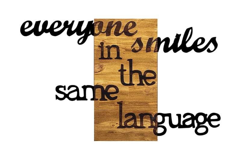 Everyone Smiles in The Same Language Vægdekor - Sort/Valnød - Boligtilbehør - Vægdekoration - Skilt - Emaljeskilte